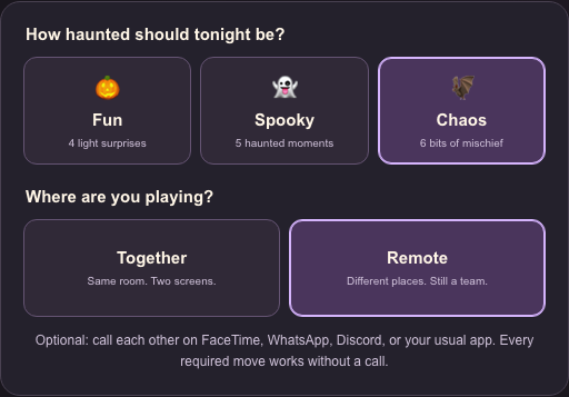 Actual approved Truth or Scare game settings